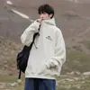 Sudadera con capucha de forro polar de 430 g con cuello semi-alto personalizado, chaqueta gruesa de marca de moda con bordado de letras de alta resistencia