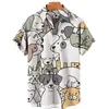 Camisa de Moda Europea y Americana Transfronteriza para Hombre Estilo Nuevo Estampado Digital 3D Hawaiana Casual de Manga Corta Cárdigan Superior
