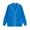 Suéter Cárdigan de Enfermera para Otoño e Invierno Abrigo de Manga Larga Uniforme de Trabajo de Enfermera Suéter Grueso de Punto con Forro Polar para Mujer Azul