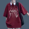 Camiseta Masculina de Manga Curta com Estampa de Letras Felpudas Modelo Novo 2026, Casual Pesado de Caimento Solto, Estilo Preguiçoso, Top Versátil de Meia Manga