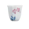 Qingji Youtian Taza de Té Orquídea Lirio del Valle Pintada a Mano Juego de Té Kung Fu Taza de Cerámica para Degustación de Té Melon Prismático Taza Individual de Té