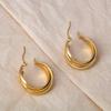 Acero Inoxidable Moda Simple Romántico Estilo Francés Retro Estilo Hong Kong Distintivos Aretes Geométricos Aretes de Argolla Dorados para Mujer