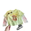 Camiseta Manga Longa Proteção Solar Infantil, Blusa de Verão Manga Curta para Meninas, Roupa Casual Estilosa de Verão para Crianças Maiores, Manga Meia