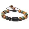 Pulsera de las Doce Constelaciones 8mm Ojo de Tigre Piedra con Imagen Pulsera Hecha a Mano Piedra Natural con Cuentas Pulsera de Constelación con Tarjeta