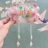 Acessório de Cabelo Hanfu para Meninas, Grampo Trançado com Fita Floral de Estilo Antigo, Ornamento de Cabelo com Franja de Menina Pequena Estilo Fada, Acessório Chinês da Moda
