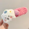 Pinza para el pelo de oso de peluche tipo pudín para niños, tamaño grande, adecuada para niñas, otoño e invierno, pinza de pico de pato, accesorio para el pelo para flequillo lateral