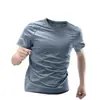 Camiseta de Secado Rápido de Comercio Exterior para Hombre Ropa de Entrenamiento de Seda de Hielo Estilo Nuevo Manga Corta Fitness Running Manga Corta Holgada Delgada Ropa Deportiva