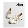 Versión Aumentadora de Altura Interior 5 cm Zapatos Planos Mary Jane con Lazo Plateado para Mujer 2026 Nuevo Estilo Francés Zapatos Planos de Ballet de Boca Baja