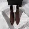 Botines de mujer de tacón alto y punta fina, nueva colección otoño/invierno 2025, tacón fino, gamuza, botines cortos con forro de felpa, elásticos, botas ajustadas para mujeres menudas