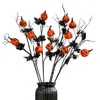 Flores artificiales, arreglos de mini calabazas de terror para Halloween, ramos de Navidad, plantas verdes de Halloween, decoraciones de cara de fantasma, adornos navideños