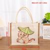 Bolsa de lino recubierta de película al por mayor pintada a mano diy borrador de línea grafiti bolsa de lino para la compra costura lona bolsa de mano para regalo