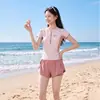 2026 Nuevo Traje de Baño Infantil Niñas Dos Piezas Cubre Vientre Conservador Niñas Vacaciones en la Playa Costa Traje de Baño Conservador Deportivo Venta al por Mayor