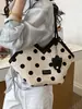 Bolso de mano casual de gran capacidad para mujer, nuevo bolso de hombro de lunares moda 2026, bolso tote versátil con bloques de color para el día a día