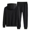 Cardigan con capucha de moda casual para hombre, importado de América, para jóvenes, Otoño e Invierno, Pantalones forrados de polar, Traje de dos piezas