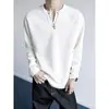 Camiseta de Manga Larga con Parches de Remaches Desconstruidos Estilo Americano Cuello en V Suéter para Hombre Primavera/Otoño Sencillo Versátil para el Trabajo Casual