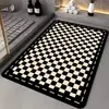 Tapete de Chão Diatomáceo Macio de Secagem Rápida Tabuleiro de Xadrez Preto e Branco Banheiro Tapete de Chão para Banheiro Quando Exposto à Água