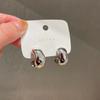 Pendientes de Metal Plateado Estilo Minimalista Forma de C Moda Coreana Pendientes de Botón con Temperamento Pendientes Simples de Nicho para Celebridades de Internet para Mujeres