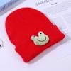 Gorro de punto para niños europeos y americanos, de otoño e invierno, acrílico, de lana con dibujos animados, cálido, de color liso