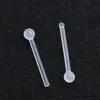 Mini brincos de resina para unhas de nariz, haste reta, ângulo em L, transparente, invisível, japonesa e coreana, com furo para elevação, para estudantes, antialérgicos