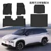 Adequado para tapetes de piso de carro Toyota Bz3X Ecológico de 25 anos, Tapete de porta-malas resistente ao desgaste, Almofada de encosto com padrão de fibra de carbono