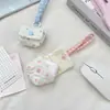 64251 Neceser pequeño acolchado de lunares rosas con correa de muñeca de cuadros para estudiantes, mini bolsa de almacenamiento para lápiz labial, llaves y auriculares