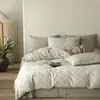 Juego de Ropa de Cama Jacquard Lavado de Alta Gama de 60 Hilos, Cuatro Piezas, Sábana Bajera de Algodón Puro, Funda de Edredón, Juego de Cama de Tres Piezas, Estilo para Todas las Estaciones