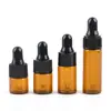 Botella dispensadora de aceite esencial con gotero de 5 ml, Botella de vidrio ámbar de 3 ml, Botella de muestra de prueba de 2 ml, Material de embalaje para botella de líquido de esencia
