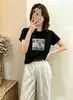 Camiseta de Algodão Canelado Guangzhou Treze Fábricas 220g para Mulheres, Direto da Fábrica, Top de Manga Curta Slim Fit, Exclusivo de Verão Atacado