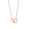 Colar Europeu e Americano Simples de Aço Inoxidável com Banho de Ouro 18K Ouro Rosa Corrente O Pingente Love Presente para Namoradas