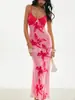 Moda primavera 2026 transfronteiriça estilo europeu e americano, vestido tubinho strapless liso floral slim fit de celebridade