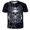 2024 Novo Aliexpress Amazon Estampa Digital de Caveira Transfronteiriço Masculino e Feminino Manga Curta 3D Camiseta 3D Masculina e Feminina T