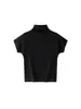 Nova Camiseta Casual Simples de Meia Gola Manga Curta Estilo Coreano Outono Silhueta Emagrecedora Look Confortável Amiga da Pele Top para Mulheres