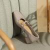 332-33 Zapatos de tacón grueso con cabeza cuadrada de piel de oveja para mujer, zapatos de tacón medio de piel suave con hebilla y cinturón, zapatos Mary Jane para primavera y otoño