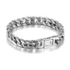 Pulseira Dominadora Punk Fashion Versão Larga Padrão Embossado Prata Tailandesa Estilo Corrente Cubana Personalizada Joia de Mão Simples e Elegante para Homens e Mulheres