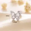 Pendientes de Mariposa Doble Cabeza Henson Inmortal Hermosos Tornillo de Rosca Varilla de Tornillo Clavo de Oreja de Acero de Titanio Pendientes Avanzados para Niña