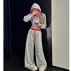 Conjunto de Sudadera con Capucha Deportiva Corta Sexy Estilo Americano para Mujer en Otoño Estilo Coreano Estilo Perezoso Que Se Puede Usar Fuera de Casa Ropa de Casa