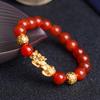 Pulseira corajosa de ouro areia cristal natural ágata preta pulseira masculina simples casal direto da fábrica atacado joias de mão