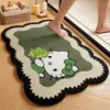 Tapete de Chão de Lama Diatomácea Gatinho Onda Desenho Animado Banheiro Absorção de Água Secagem Fácil Tapete para Pés Fácil de Limpar Resistente ao Desgaste Tapete de Chão para Banheiro