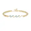 Nuevo Pulsera de Ola con Incrustaciones de Diamantes de Venta Caliente Transfronteriza para Mujer, Pulsera Versátil y Elegante de Moda Ins con un Toque de Alta Gama y Joyería de Lujo Ligero