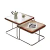 Mesa de Centro de Segunda Mano para Sala de Estar, Juego de Mesas de Té para Apartamento Pequeño, Estilo Ins Moderno Tendencia Lujo Ligero Ratán Simple Acero Inoxidable