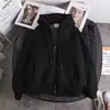 Sudadera con capucha de punto suelta simple estilo Hong Kong para hombre, nicho, moderna, guapa, a la moda, cálida, versátil, sudadera con cremallera, moderna