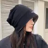 Gorro Reversível Dupla Face Estilo Coreano para Mulheres Outono e Inverno, Grande Circunferência da Cabeça, Chapéu Slouchy Emagrecedor, Gorro de Tricô Quente de Inverno