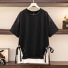 Camiseta Manga Curta Falsa Duas Peças para Mulheres Plus Size 2024 Verão Nova Moda Estilo Coreano Loose Top Feminino