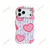 Funda para iPhone Estilo Coreano Estilo Isn Línea Rosa Corazón para Apple 18Pro Película Ondulada Dos en Uno Anticaída