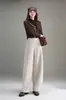 Pantalones de Lana Anchos Versátiles de Invierno para Mujer 2026 Moda Cintura Alta Adelgazantes Engrosados Cálidos para el Trabajo Rectos Casuales