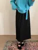 Falda de Punto Recto Estilo Francés con Lunares Negros para Mujer en Otoño e Invierno de Cintura Alta que Cubre la Cadera Adelgazante Falda Larga que Cubre la Cadera