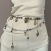 Cadena de Cintura de Concha de Perla de Doble Capa Dulce y Fresca Moda Nicho Elegante Versátil Accesorios de Falda Jeans de Gama Alta