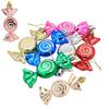 Cor de natal galvanizada doce plano decorativo presente doce pintado galvanizado pingente de natal doce em barra plana 6 peças/caixa