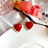 Pendientes de Plata de Ley 925 con Esmalte de Goteo de Aceite Corazón de Melocotón Estilo Hong Kong Retro Lujo Ligero de Nicho Más Vendidos Transfronterizos