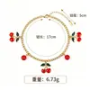 Nova Pulseira de Aço Inoxidável com Gotejamento de Óleo de Cereja e Morango Transfronteiriça para Mulheres, Moda Coreana e Japonesa Personalidade Joia Versátil de Camada Dupla